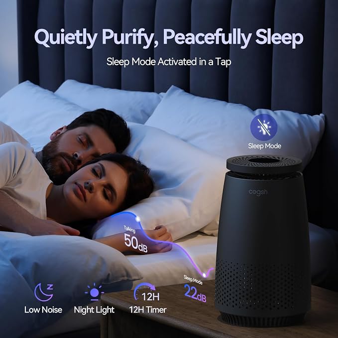 Air Purifiers for Home Bedroom, 3-in-1 HEPA Filter for Pets Dander Dust Pollen Smoke Odors, Quiet Air Cleaner with Sleep