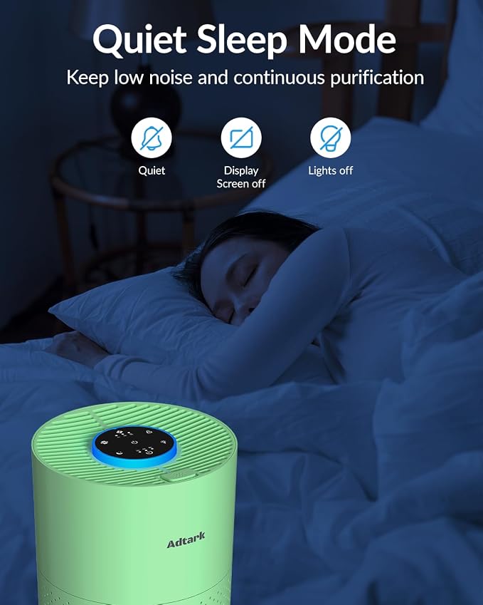 Air Purifiers for Home Bedroom, Air Cleaner with H14 True HEPA 3-in-1 Filter, Sleep Mode & Aroma Function, 3 Light Modes