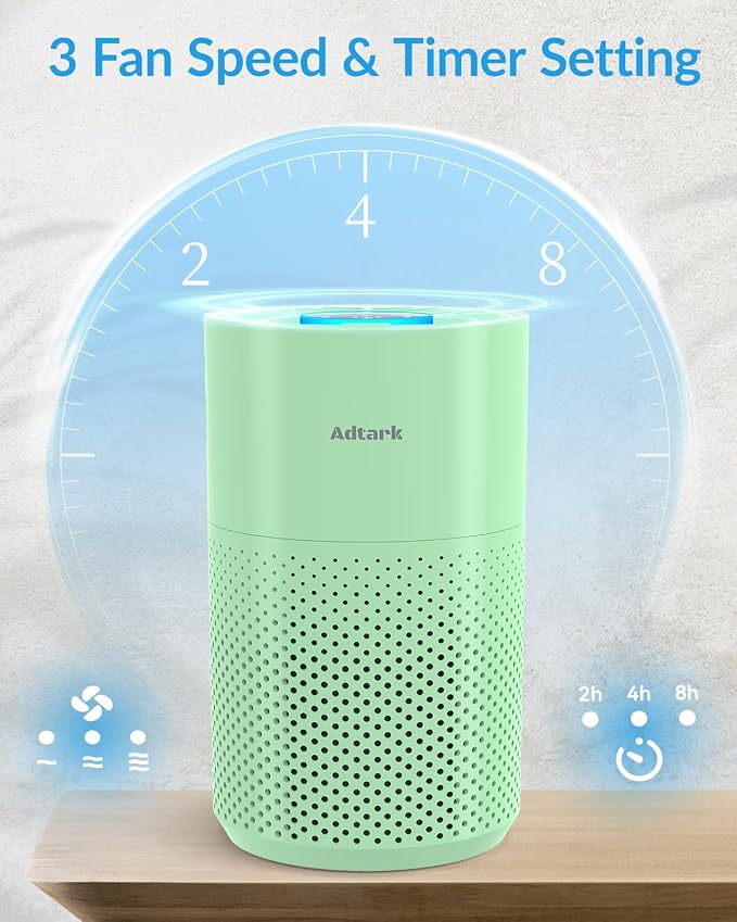 Air Purifiers for Home Bedroom, Air Cleaner with H14 True HEPA 3-in-1 Filter, Sleep Mode & Aroma Function, 3 Light Modes
