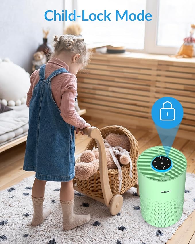 Air Purifiers for Home Bedroom, Air Cleaner with H14 True HEPA 3-in-1 Filter, Sleep Mode & Aroma Function, 3 Light Modes