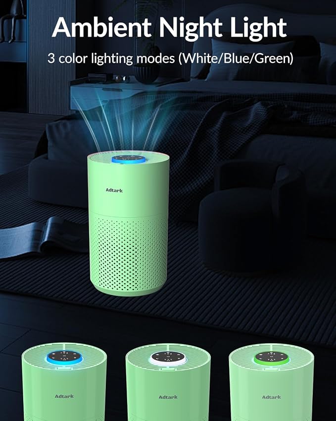 Air Purifiers for Home Bedroom, Air Cleaner with H14 True HEPA 3-in-1 Filter, Sleep Mode & Aroma Function, 3 Light Modes