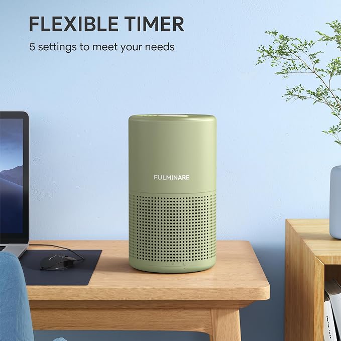 Air Purifiers for Home Bedroom H13 HEPA Air Purifier, 3 Speeds, Timer, 24dB, Small Mini Air Purifier with Night Light, Sage