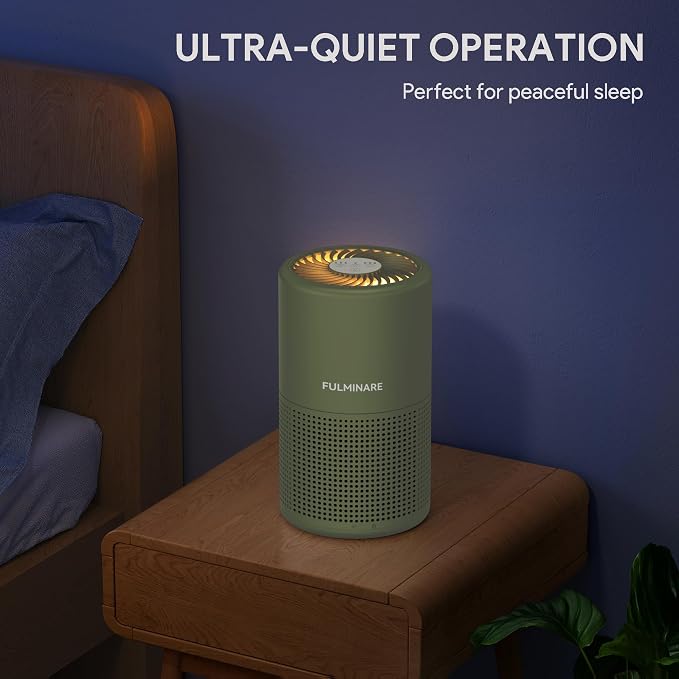 Air Purifiers for Home Bedroom H13 HEPA Air Purifier, 3 Speeds, Timer, 24dB, Small Mini Air Purifier with Night Light, Sage