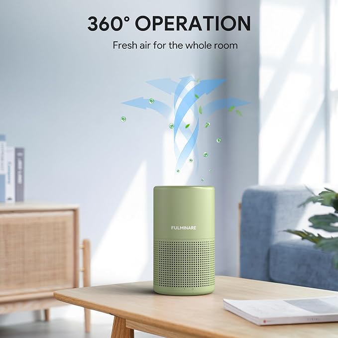 Air Purifiers for Home Bedroom H13 HEPA Air Purifier, 3 Speeds, Timer, 24dB, Small Mini Air Purifier with Night Light, Sage