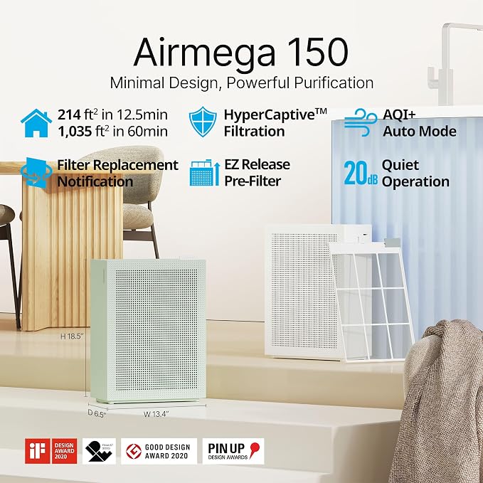 Air Purifiers for Home Bedroom up to 1,035ft2 with HEPA Filter, Carbon Filter, Washable Filter for Smoke, Pollen, Dander