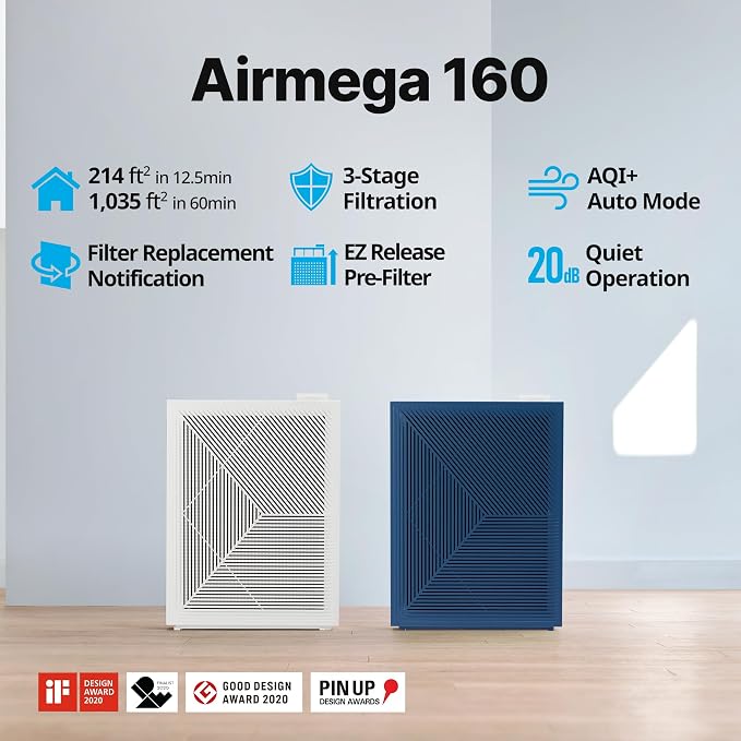 Air Purifiers for Home Bedroom up to 1,035ft2 with Washable Filter, Ordor Filter, & HEPA Filter for Smoke, Pollen, Dander