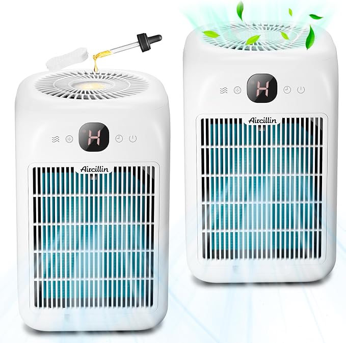 Air Purifiers for Home Bedroom Up to 908 Sq Ft Each One by 10W Brushless DC Motor, Dual Air Intakes, 3-in-1 HEPA Filter with