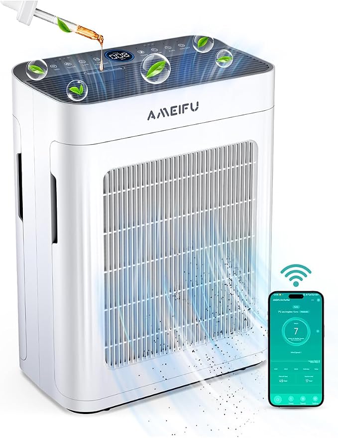 Air Purifiers for Home Large Room 3500 Ft2 with Washable Pre-filter, 3-Stage HEPA Double-Sided Air Purifier, Smart WiFi APP