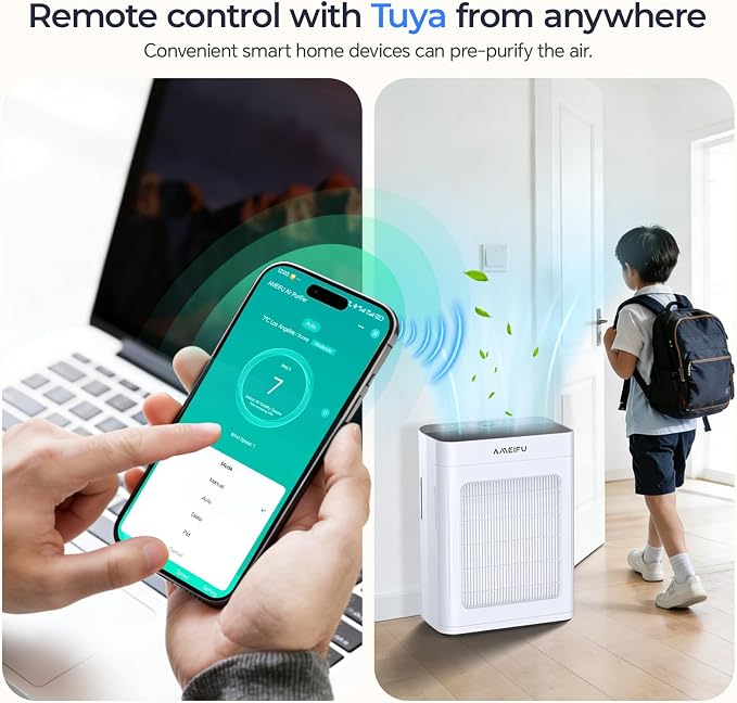 Air Purifiers for Home Large Room 3500 Ft2 with Washable Pre-filter, 3-Stage HEPA Double-Sided Air Purifier, Smart WiFi APP