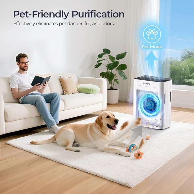 Air Purifiers for Home Large Room 3500 Ft2 with Washable Pre-filter, 3-Stage HEPA Double-Sided Air Purifier, Smart WiFi APP