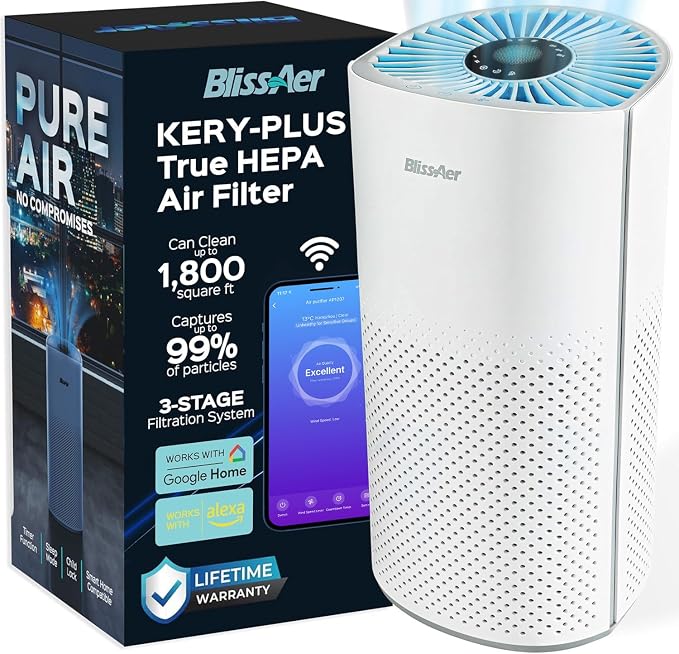 Air Purifiers for Home Large Room Pets Up to 1800 Ft2 - Smart WiFi & Voice Control True HEPA Air Purifier For Home Bedroom