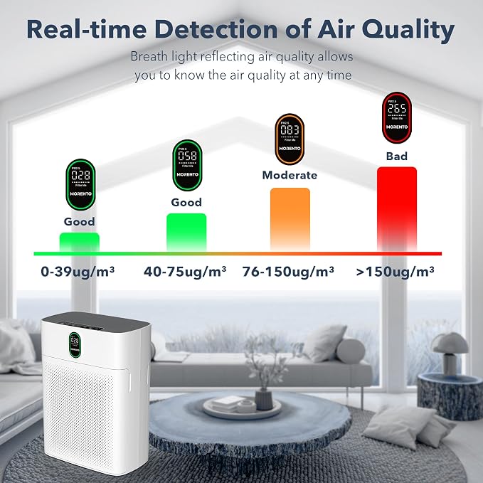 Air Purifiers for Home Large Room up to 1076 Sq Ft with PM 2.5 Display Air Quality Sensor for Pet Hair, Double-Sided Air