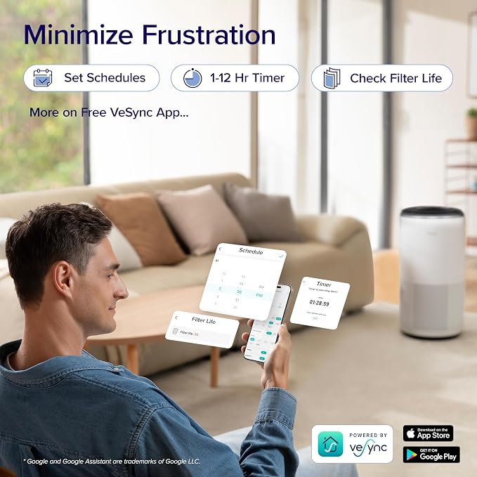 Air Purifiers for Home Large Room Up to 1733 Ft2 With HEPA Sleep Mode, AHAM VERIFIDE, Auto Mode, Air Quality Monitor, Smart