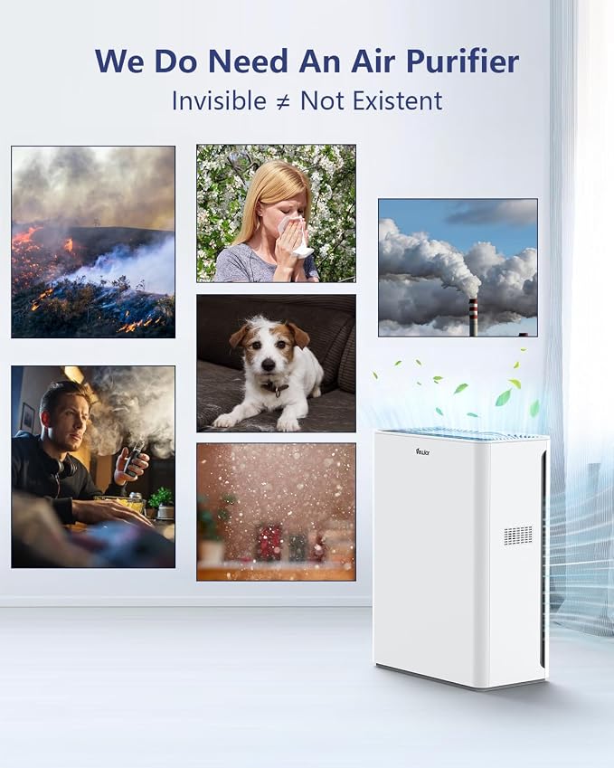 Air Purifiers For Home Large Room Up To 2200 sqft H13 HEPA Air Purifiers Filter With Fragrance Sponge Timer Washable Filter