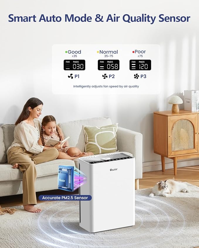 Air Purifiers For Home Large Room Up To 2200 sqft H13 HEPA Air Purifiers Filter With Fragrance Sponge Timer Washable Filter