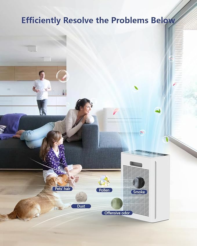 Air Purifiers For Home Large Room Up To 2200 sqft H13 HEPA Air Purifiers Filter With Fragrance Sponge Timer Washable Filter
