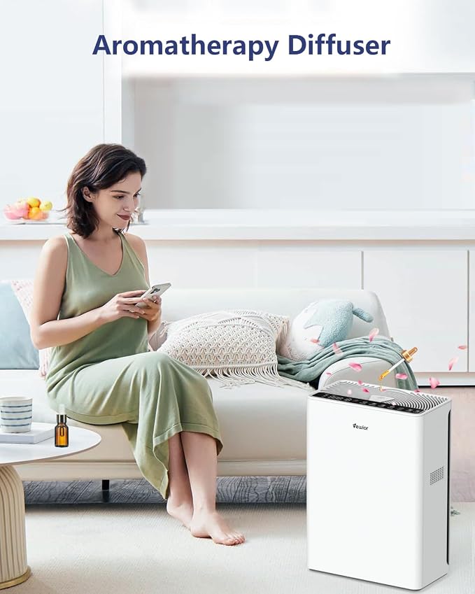 Air Purifiers For Home Large Room Up To 2200 sqft H13 HEPA Air Purifiers Filter With Fragrance Sponge Timer Washable Filter