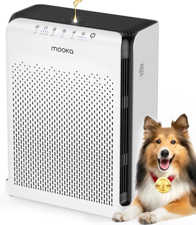 Air Purifiers for Home Large Room Up to 2200ft2 with ECO Mode, 20dB Ultra-Quiet HEPA Air Filter for Bedroom with