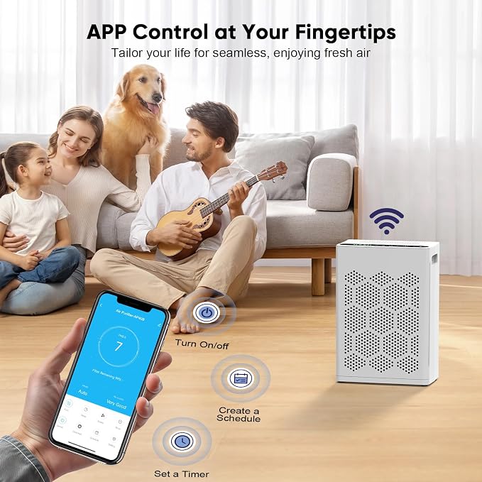 Air Purifiers for Home Large Room Up to 2400 Ft2 with Fragrance, Smart WiFi Alexa Control,Auto Mode, alternate product view 2