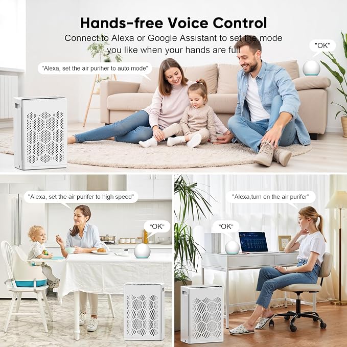 Air Purifiers for Home Large Room Up to 2400 Ft2 with Fragrance, Smart WiFi Alexa Control,Auto Mode, alternate product view 8