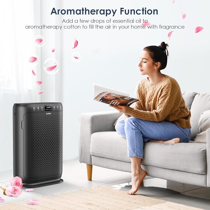 Air Purifiers for Home Large Room up to 2400sq.ft, H13 HEPA Air Filter with Air Quality Sensors, Aromatherapy Function