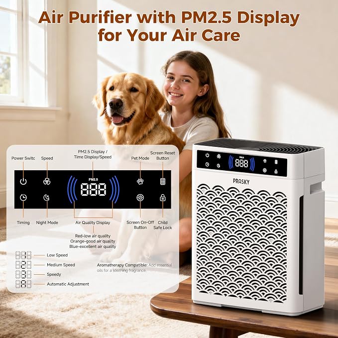 Air Purifiers for Home Large Room up to 3000sq.ft, HEPA Air Purifier & with Activated Carbon for Office, Bedroom, Dorm Room