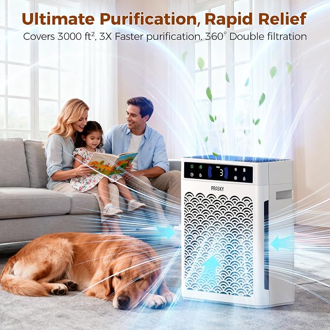 Air Purifiers for Home Large Room up to 3000sq.ft, HEPA Air Purifier & with Activated Carbon for Office, Bedroom, Dorm Room