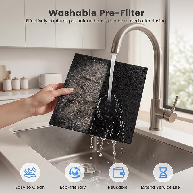 Air Purifiers for Home Large Room up to 3000sq.ft with Washable Filters, PM2.5 Air Quality Sensors, H13 HEPA Double-Sided 8X