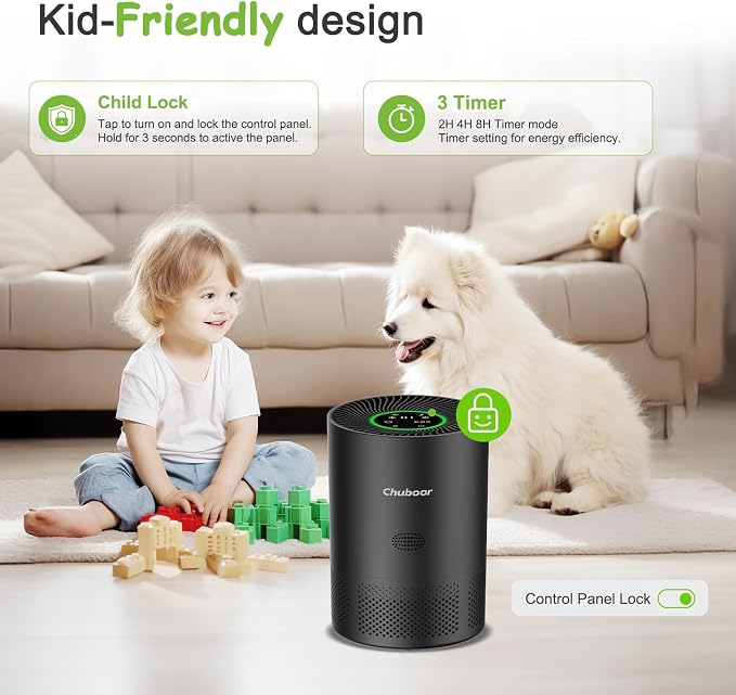 Air Purifiers for Home Large Rooms, H13 True HEPA for Bedroom Dorm Room Pets, kitchen, washroom, with Timer, Auto Mode