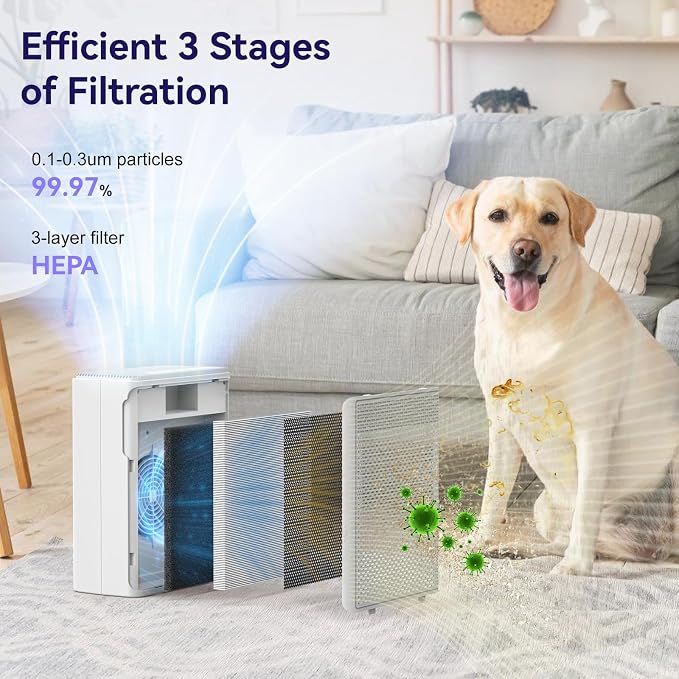 Air Purifiers for Home Pets Covers Up to 1500 Sq Ft,H13 Hepa Filter with Washable Pre-Filter,Pet Hair Dander Smoke Air