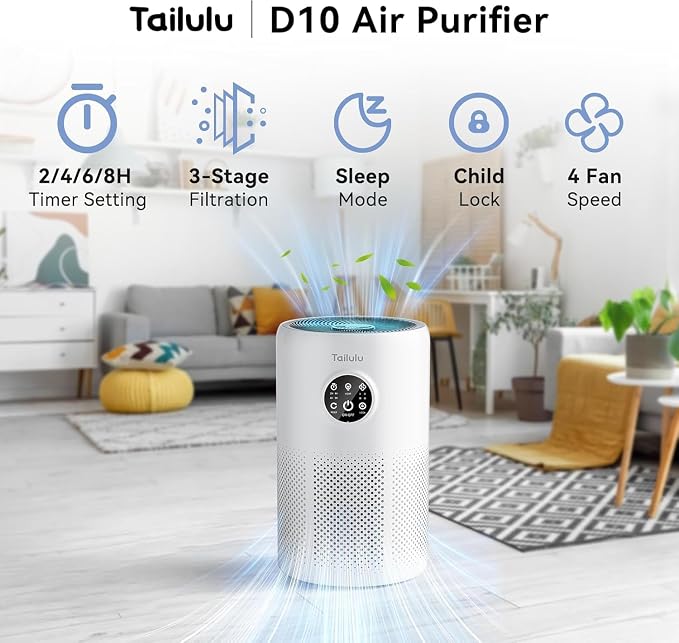 Air Purifiers for Home Pets Large Room Up to 1360 Ft2, D10 HEPA Air Purifiers for Bedroom with 15dB Sleep Mode, alternate