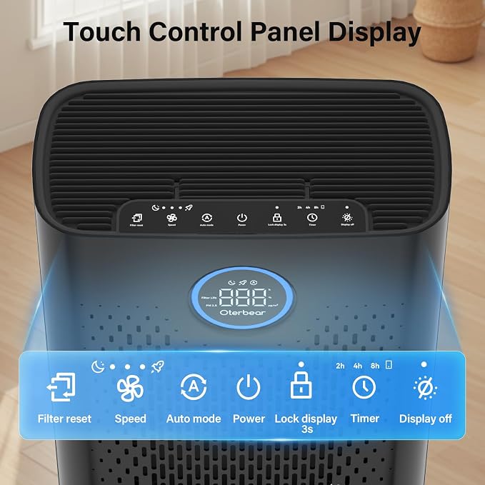 Air Purifiers for Home Pets Up to 3000Ft2, H14 HEPA Large Room Air Purifier with PM2.5 Air Quality Monitor, Sleep Mode, Air