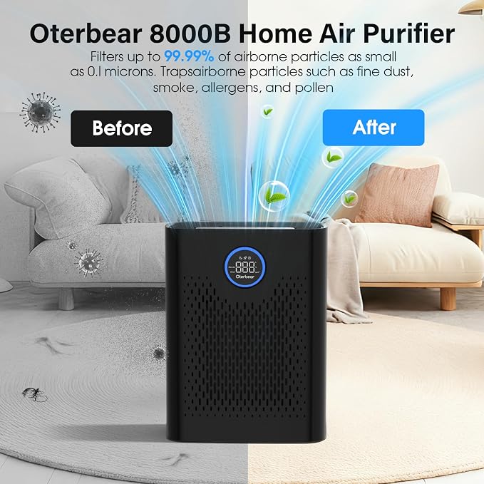 Air Purifiers for Home Pets Up to 3000Ft2, H14 HEPA Large Room Air Purifier with PM2.5 Air Quality Monitor, Sleep Mode, Air