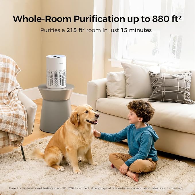 Air Purifiers for Home, Quiet HEPA Air Filter for Pollen, Smoke, Dust, Pet Dander, Odor, Hair, Covers Up to 880 Sq Ft