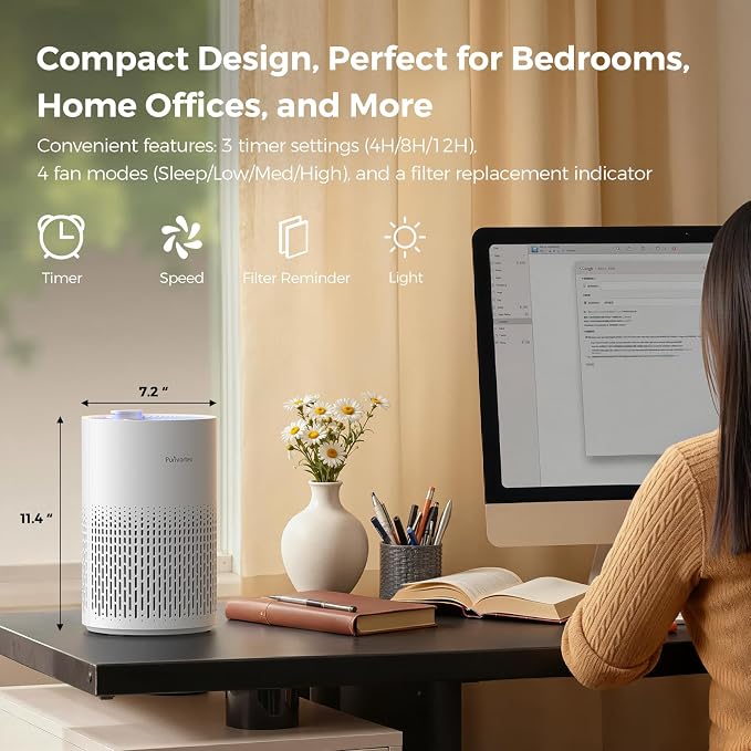 Air Purifiers for Home, Quiet HEPA Air Filter for Pollen, Smoke, Dust, Pet Dander, Odor, Hair, alternate product view 9