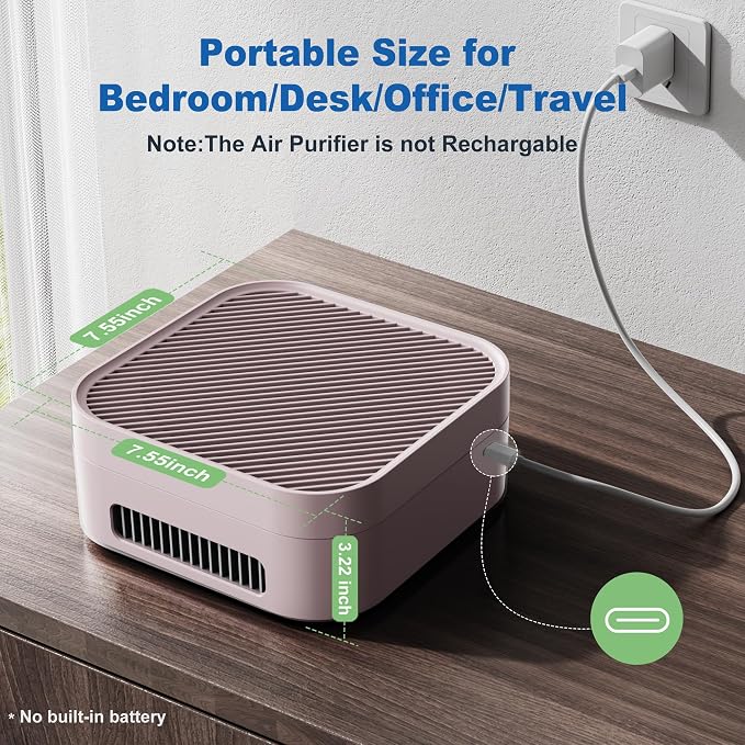 Air Purifiers for Home, TDBYWAE Air Purifier for Bedroom Up to 600 ft2, H13 True HEPA Air Purifier for Pets Dust Dander
