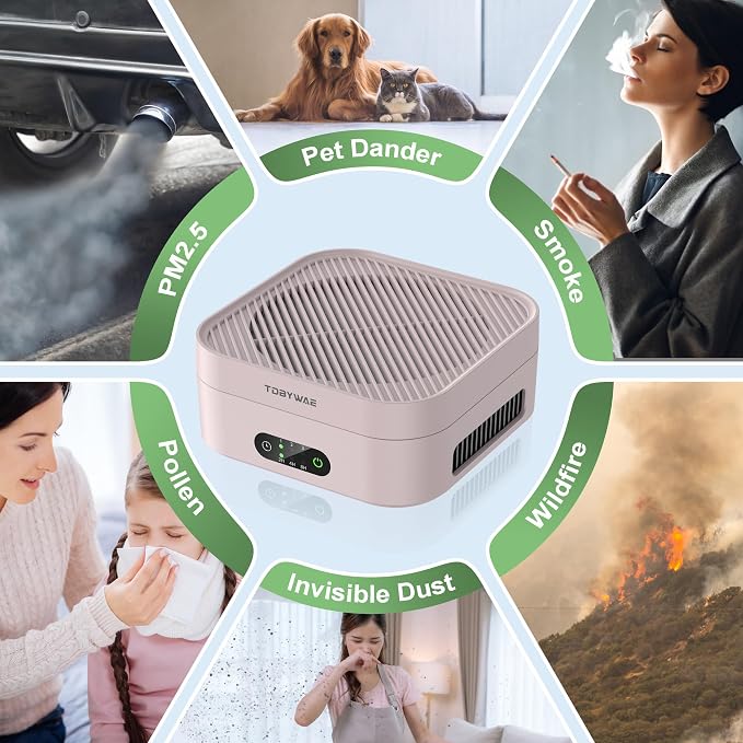 Air Purifiers for Home, TDBYWAE Air Purifier for Bedroom Up to 600 ft2, H13 True HEPA Air Purifier for Pets Dust Dander