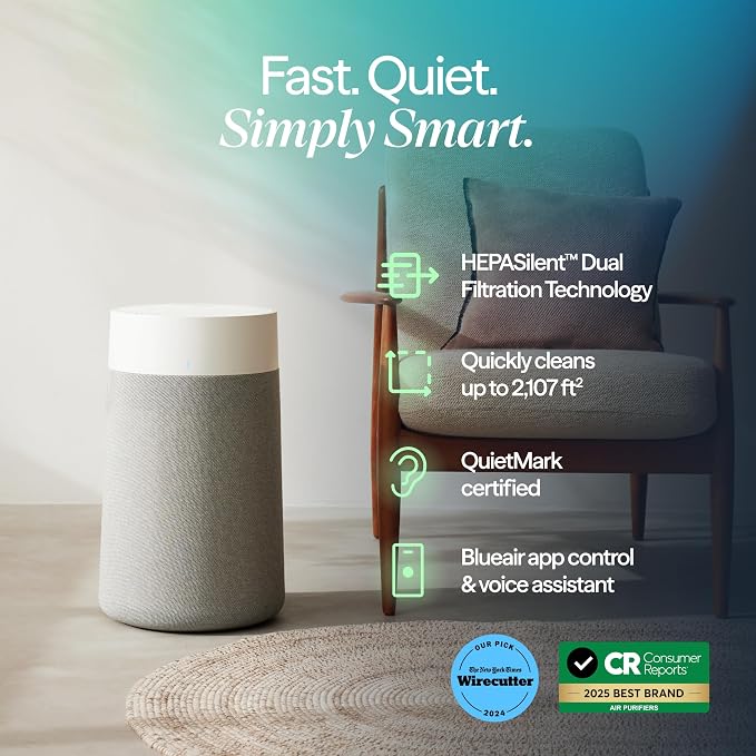 Air Purifiers for Medium Rooms, Bedroom, Kitchen, Cleans 1,858 sqft in one hour, HEPASilent Smart Air Cleaner for Home, Pets