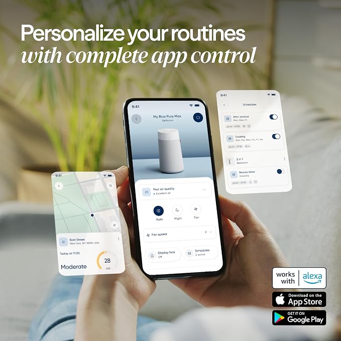 Air Purifiers for Medium Rooms, Bedroom, Kitchen, Cleans 1,858 sqft in one hour, HEPASilent Smart Air Cleaner for Home, Pets