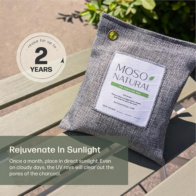 Air Purifying Bag 200g (3 Pack) HGTV Editor's Pick | Bamboo Charcoal Odor Absorber for Home & Car | Closet Odor, alternate