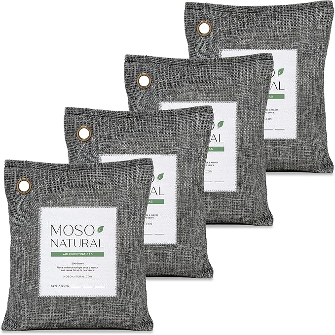 Air Purifying Bag 200g (4 Pack) | Bamboo Charcoal Odor Absorber for Home & Car | Closet Odor Eliminator, product image