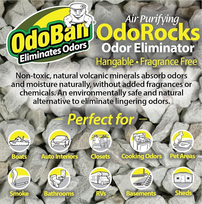 Air Purifying OdoRocks Natural Odor Eliminator Made from Natural Volcanic Rocks, 2 Pound Bag, Fragrance Free (Pack of 2)
