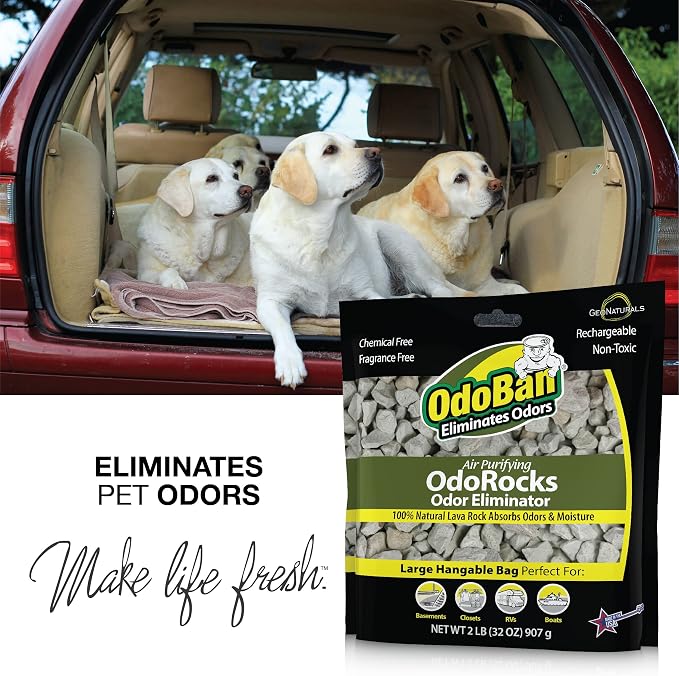 Air Purifying OdoRocks Natural Odor Eliminator Made from Natural Volcanic Rocks, 2 Pound Bag, Fragrance Free (Pack of 2)