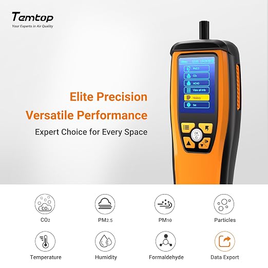 Air Quality Monitor CO2 Detector Professional Carbon Dioxide PM2.5 PM10 Formaldehyde Temperature and Humidity Monitor w/Audio