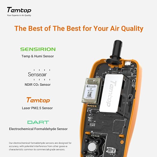 Air Quality Monitor CO2 Detector Professional Carbon Dioxide PM2.5 PM10 Formaldehyde Temperature and Humidity Monitor w/Audio
