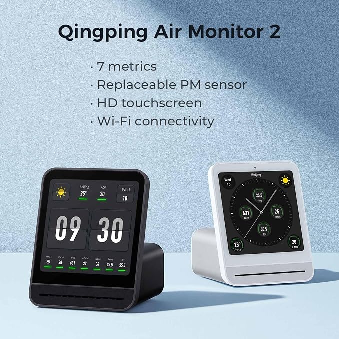 Air Quality Monitor Gen 2, Air Quality Monitor Indoor Detects PM2.5, CO2, PM10, Noise, Temperature and Humidity, New Upgraded