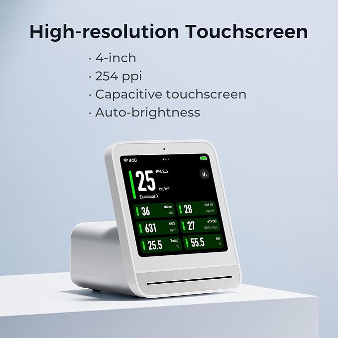 Air Quality Monitor Gen 2, Air Quality Monitor Indoor Detects PM2.5, CO2, PM10, Noise, Temperature and Humidity, New Upgraded