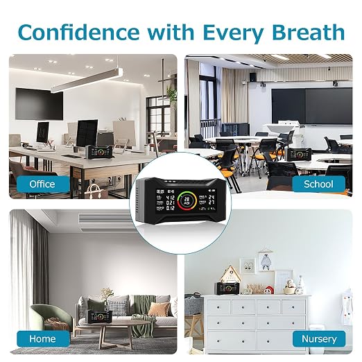Air Quality Monitor Indoor, CF-20 8-in-1 CO2 Monitor Air Quality Tester for (PM2.5, PM10, CO2, VOC, Formaldehyde, Humidity
