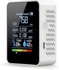 Air Quality Monitor Indoor CO2 Detector 5 in 1 Carbon Dioxide Meter with HCHO TVOC Temperature Humidity Tester for Travel