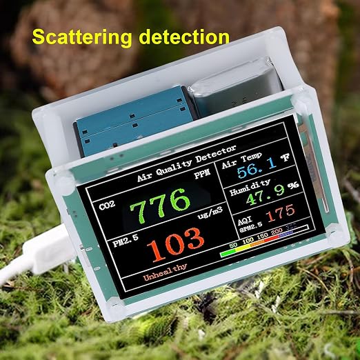 Air Quality Monitor Indoor PM 2.5 2.8in Screen 180 Wide 1600mAh Acrylic PCB Air Quality Tester with Multi Index Prevent